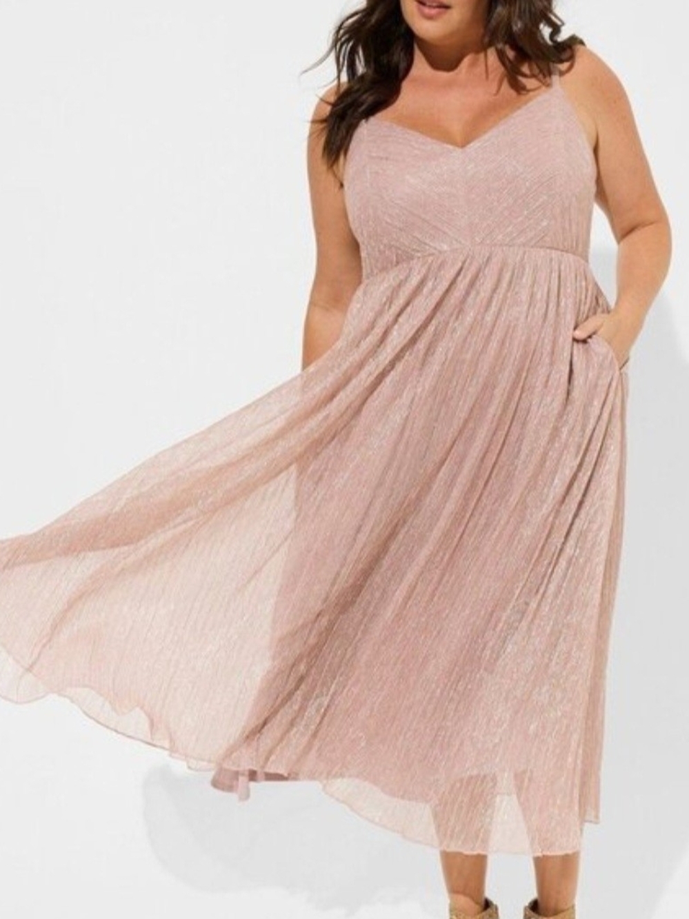 TORRID Blush Pink Pleated Midi Dress